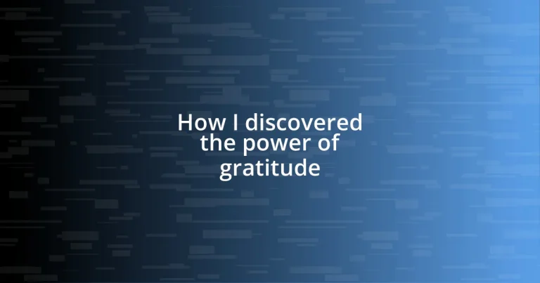 How I discovered the power of gratitude