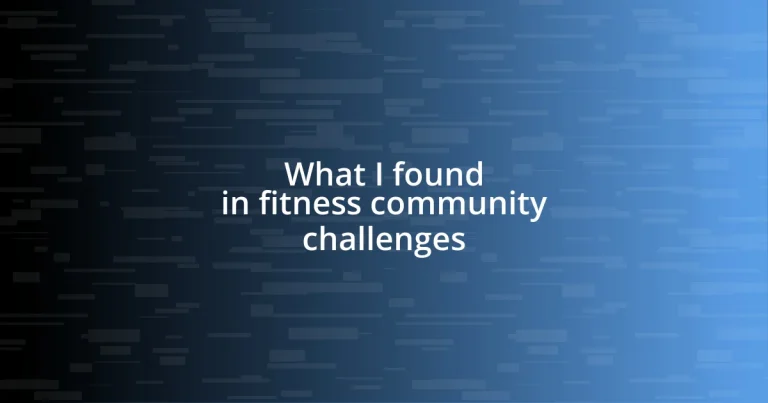 What I found in fitness community challenges