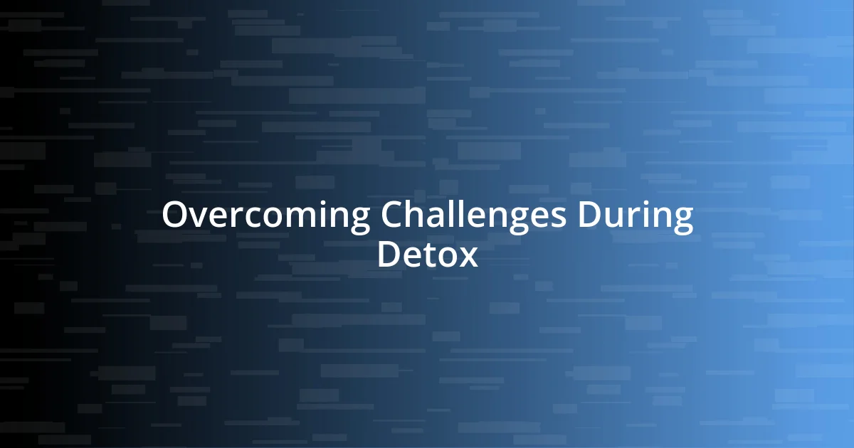 Overcoming Challenges During Detox